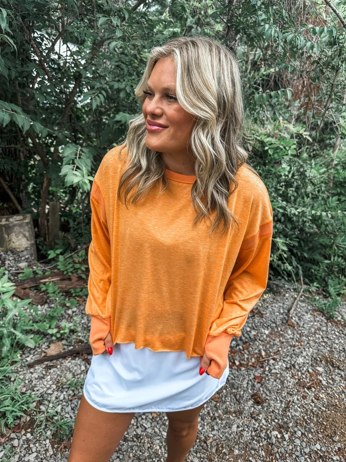 OPEN BACK Active Pullover in Orange // ships in about a week