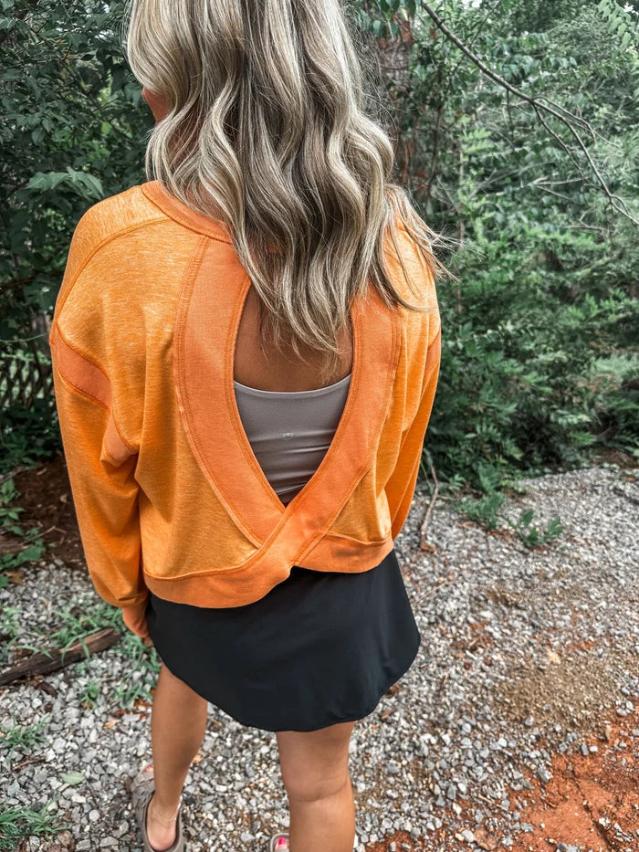 OPEN BACK Active Pullover in Orange // ships in about a week