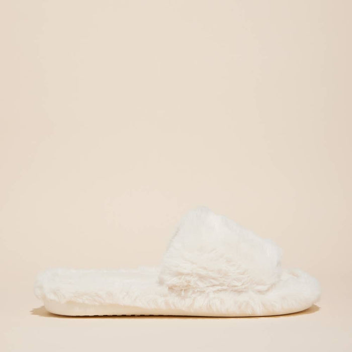 Open Toe Plain Fuzzy Slippers