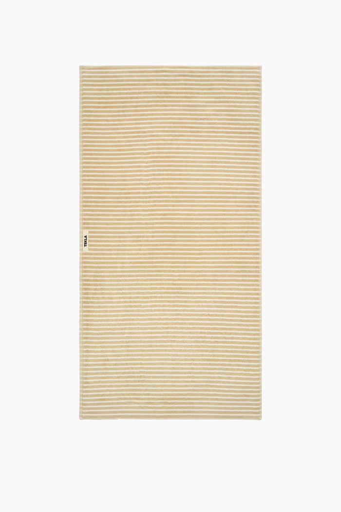 Organic Cotton Striped Towels & Bath Mat | Ivory