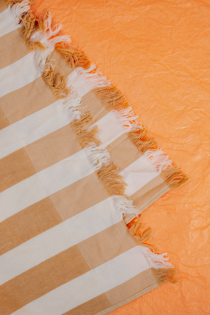 Organic Cotton Terry Beach Towel | Almond Stripe