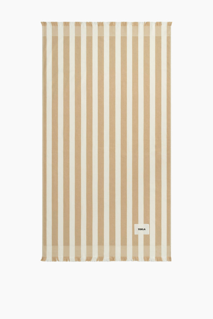 Organic Cotton Terry Beach Towel | Almond Stripe