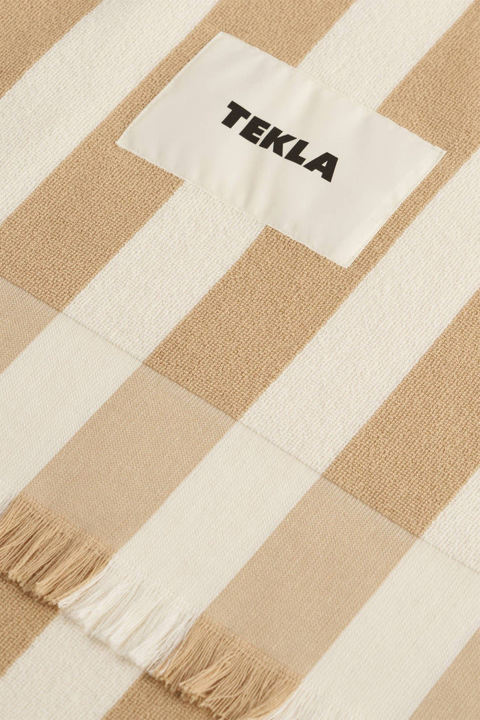 Organic Cotton Terry Beach Towel | Almond Stripe