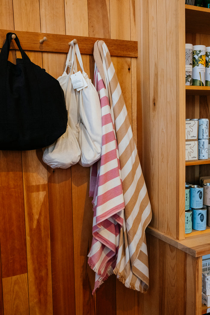 Organic Cotton Terry Beach Towel | Almond Stripe