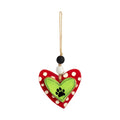 Paw Print Heart Ornament - Green & Red