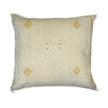 handmade Moroccan embroidered cactus silk sabra pillow beige