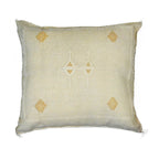 handmade Moroccan embroidered cactus silk sabra pillow beige