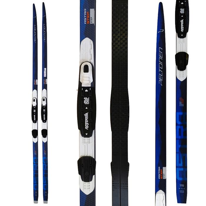 A product picture of the Peltonen ASTRA STEP Classic Skis + BASIC NNN Bindings & Holders