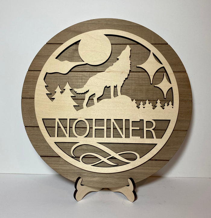 Personalized wolf sign, personalized wood sign home decor