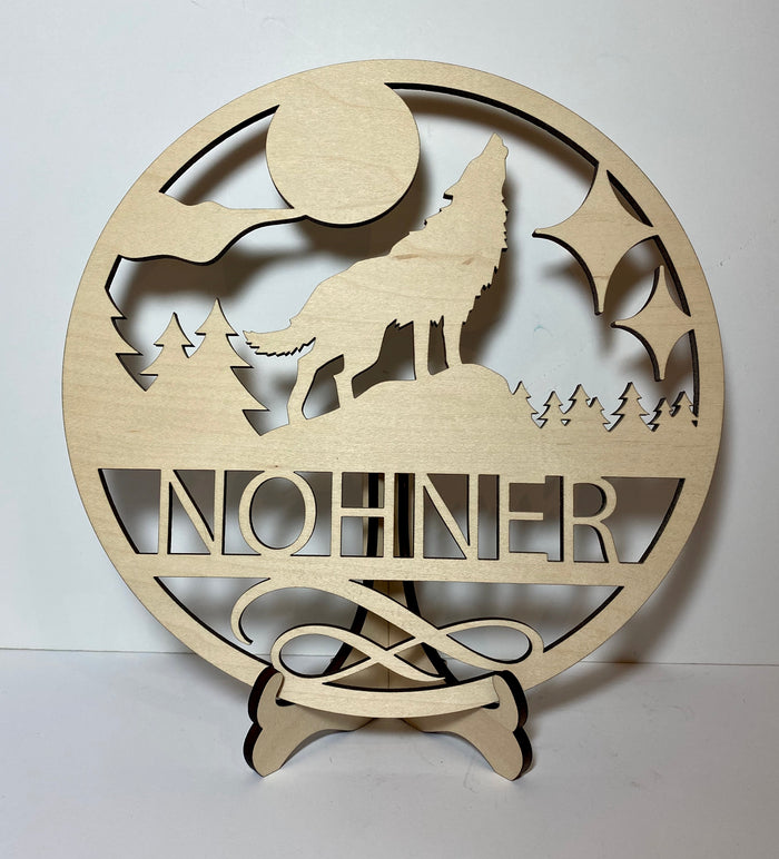 Personalized wolf sign, personalized wood sign home decor