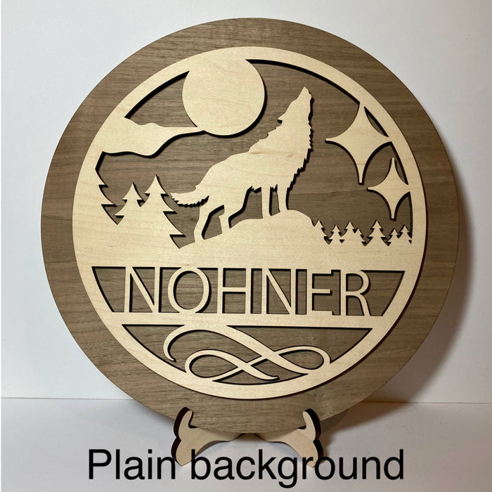 Personalized wolf sign, personalized wood sign home decor