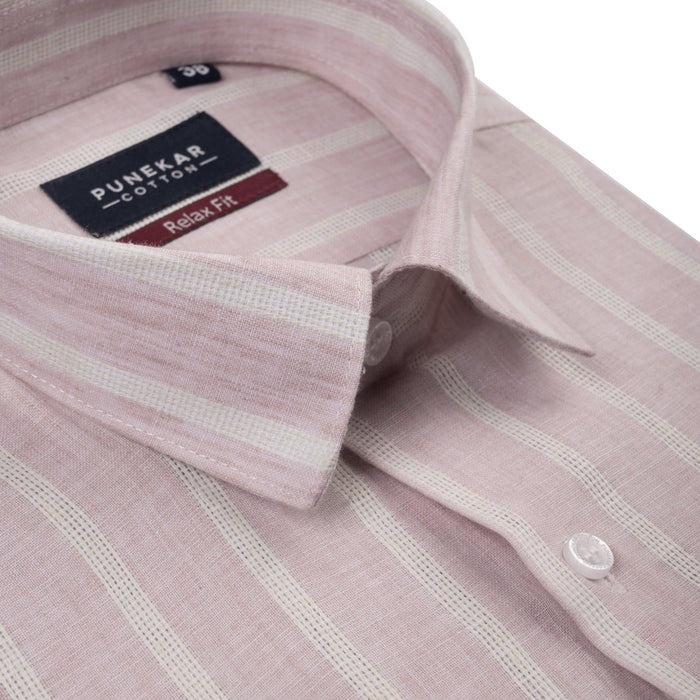 Pink Color Bold Stripe Cotton Shirt For Men - Punekar Cotton