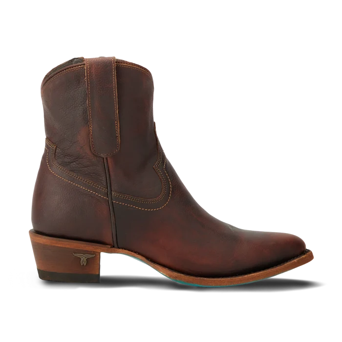 Plain Jane Bootie by Lane Boots Cognac| Bourbon Cowgirl