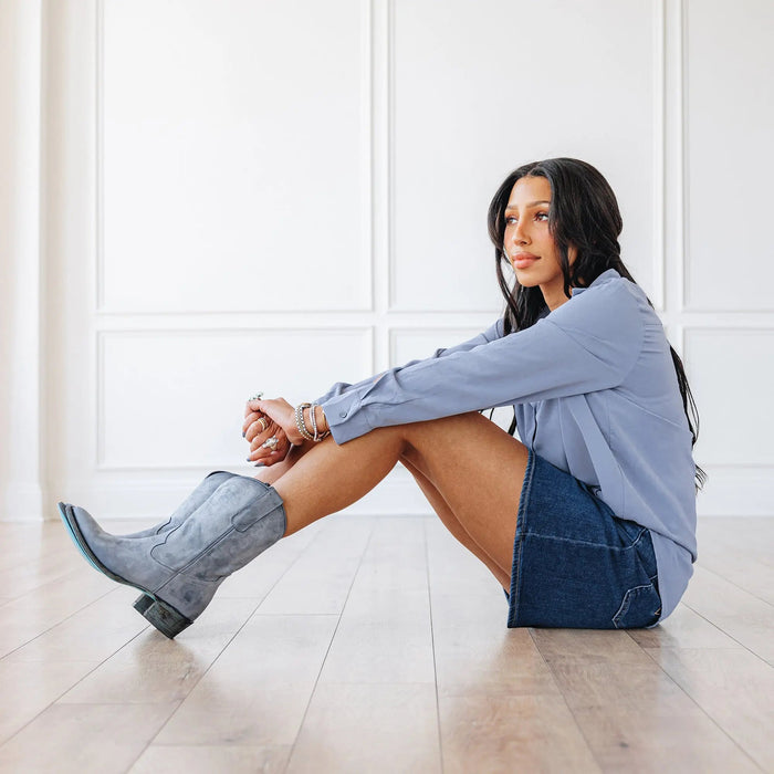 Plain Jane Midi - Washed Denim