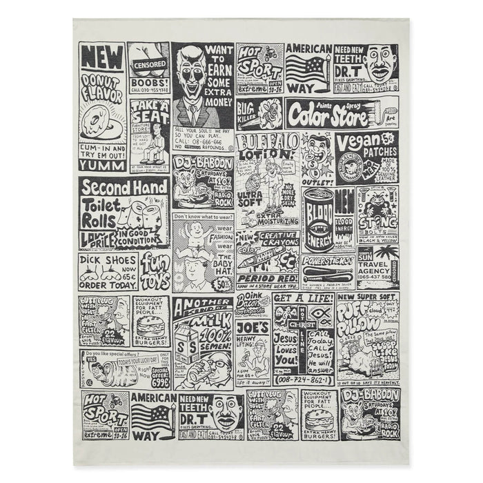 Polar Skate Co. Newspaper Picnic Blanket White/Black