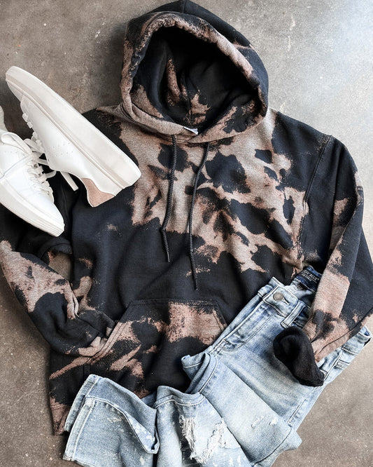 PREORDER: Black Hooded Bleached Sweatshirt // CLOSES 8/28/26