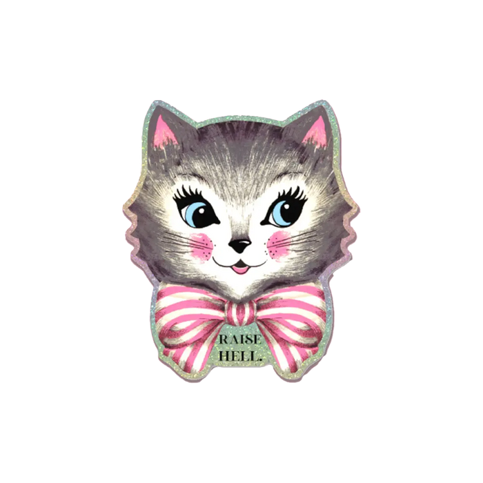 Raise Hell Holographic Cat Sticker