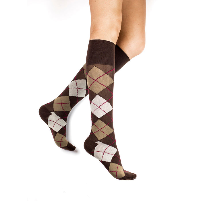 Rejuva Argyle Compression Knee High 15-20mmHg - Compression Level: Moderate 15-20 MmHg - Unisex - Knee