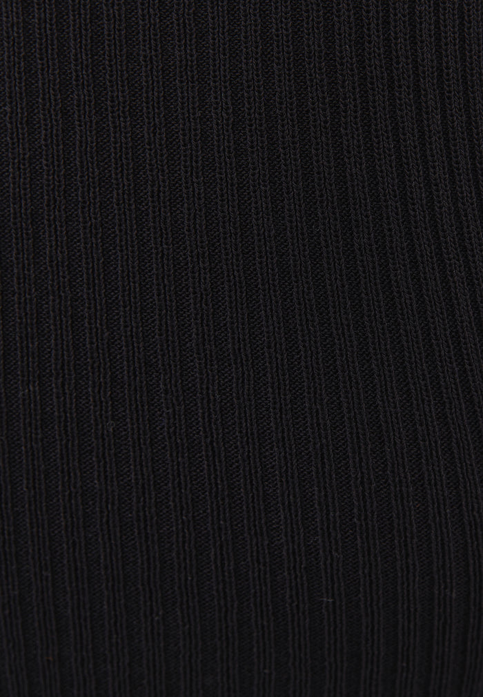 Ribbed Tank Top With Boat Neck - BLACK
