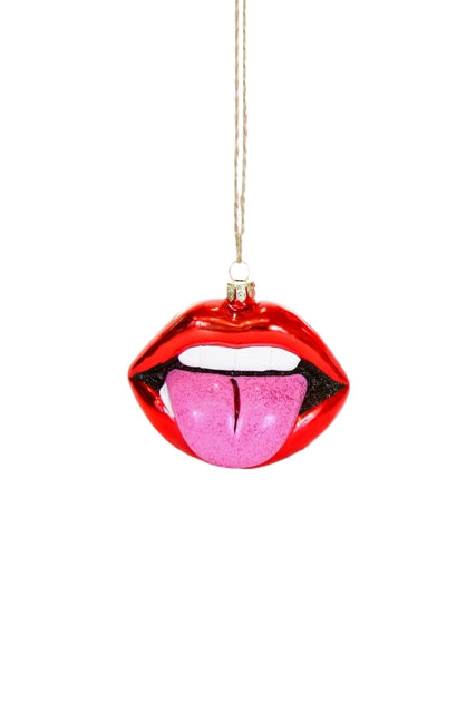 rock n roll glitter tongue christmas ornament