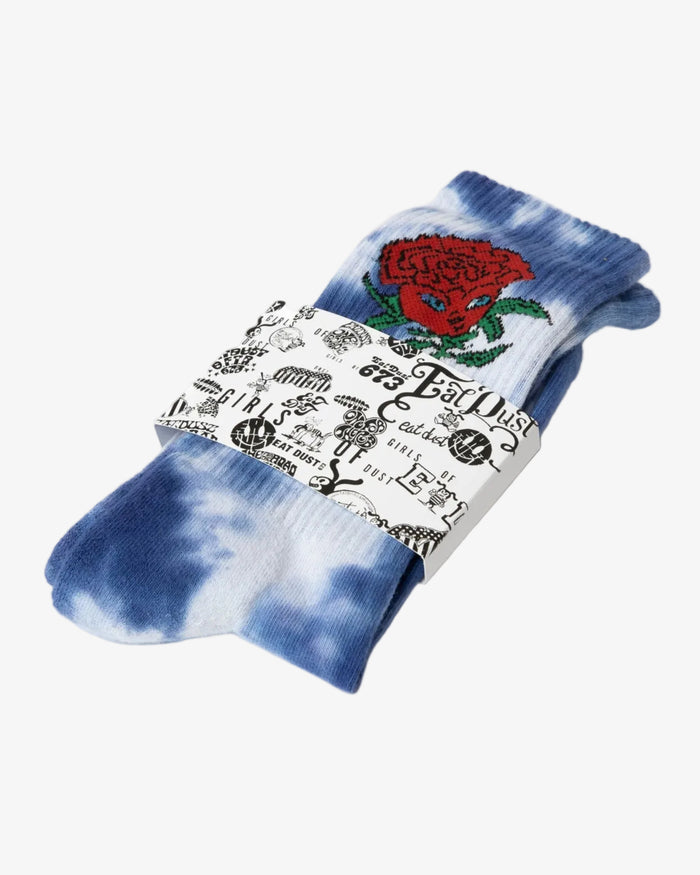 Rose Socks Cotton Tie Dye Blue