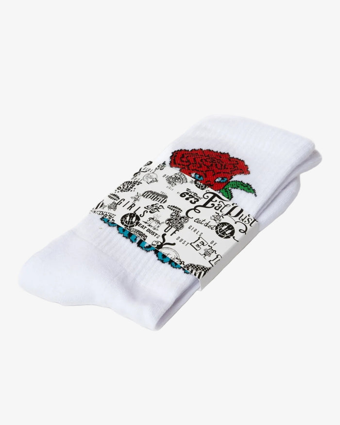Rose Socks Cotton White