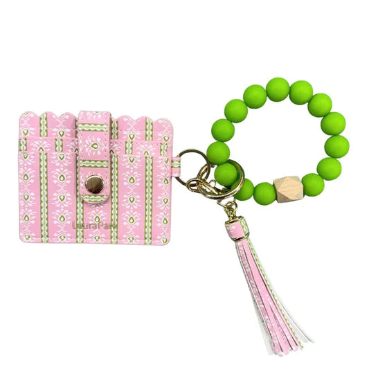 Rosemary Stripe Pink Wristlet Wallet