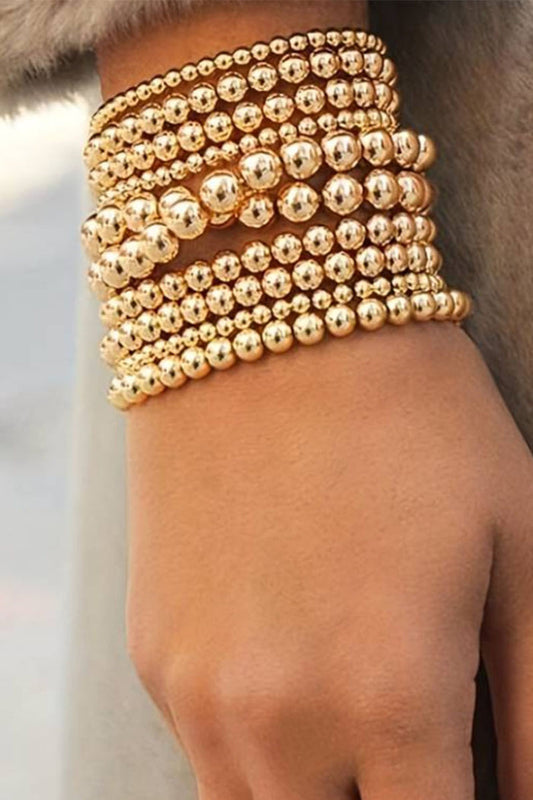 Round Bead Balls Bracelet -  Gold - 6mm