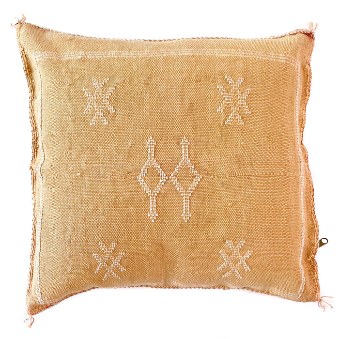 Sandstone V Artisanal Handmade Moroccan embroidered cactus silk sabra pillow orange handwoven