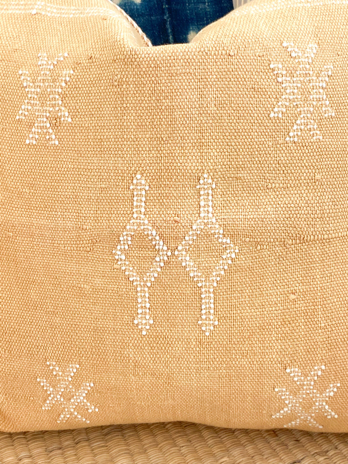 Sandstone V Artisanal Handmade Moroccan embroidered cactus silk sabra pillow orange handwoven