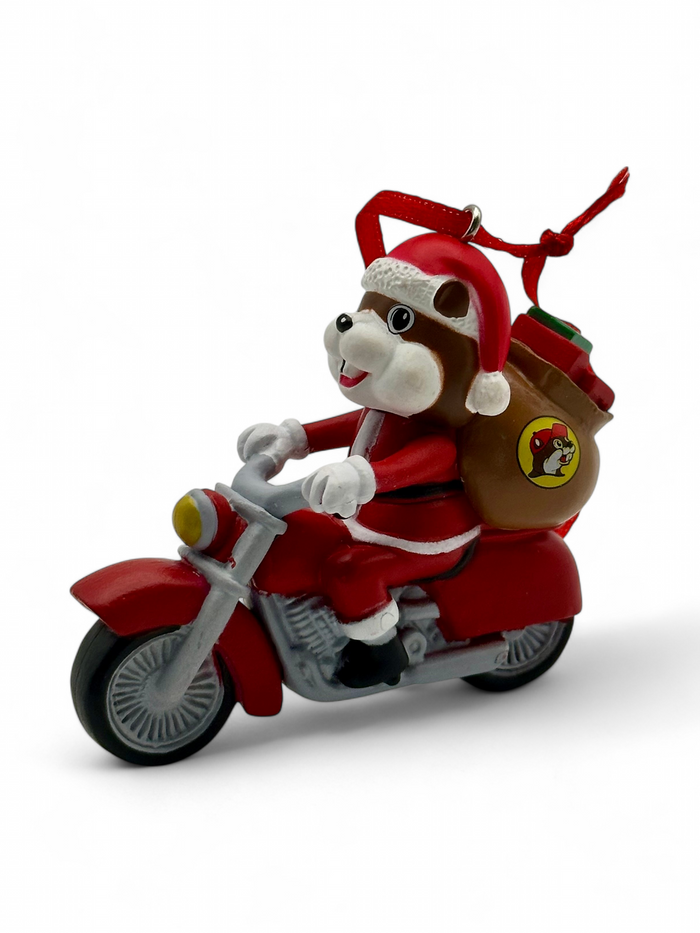 Santa Beaver Motorcycle Ornament