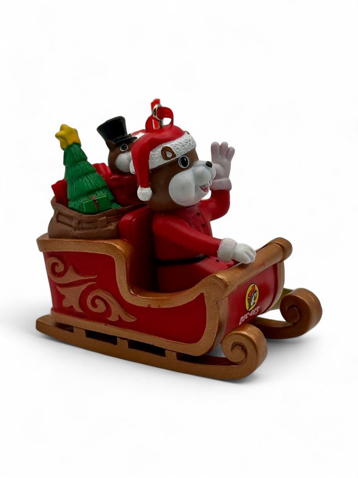 Santa Beaver Sleigh Ornament
