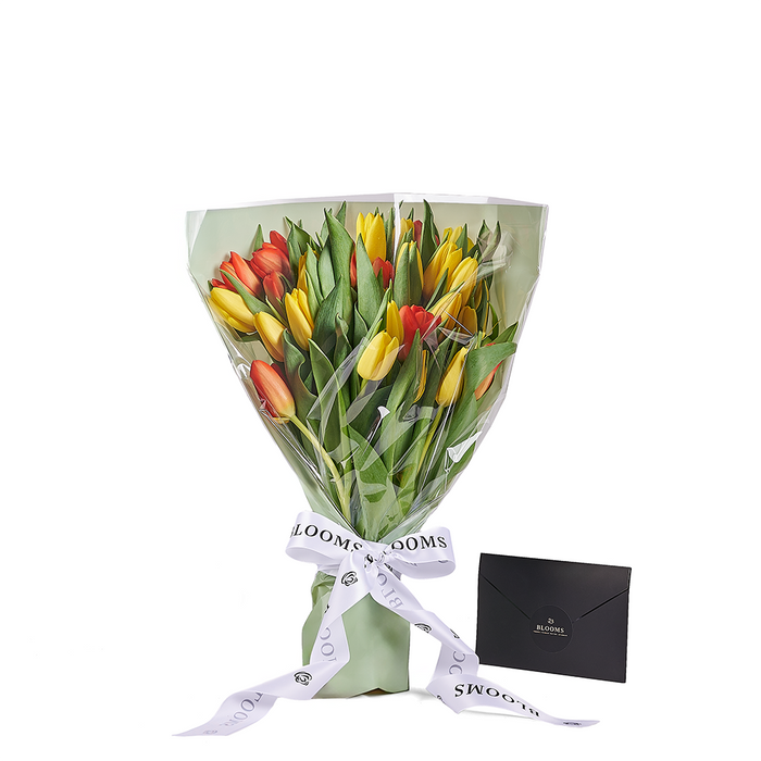 Seasonal 30-Stem Tulip Bouquet Wrapped Elegantly – the bouquet