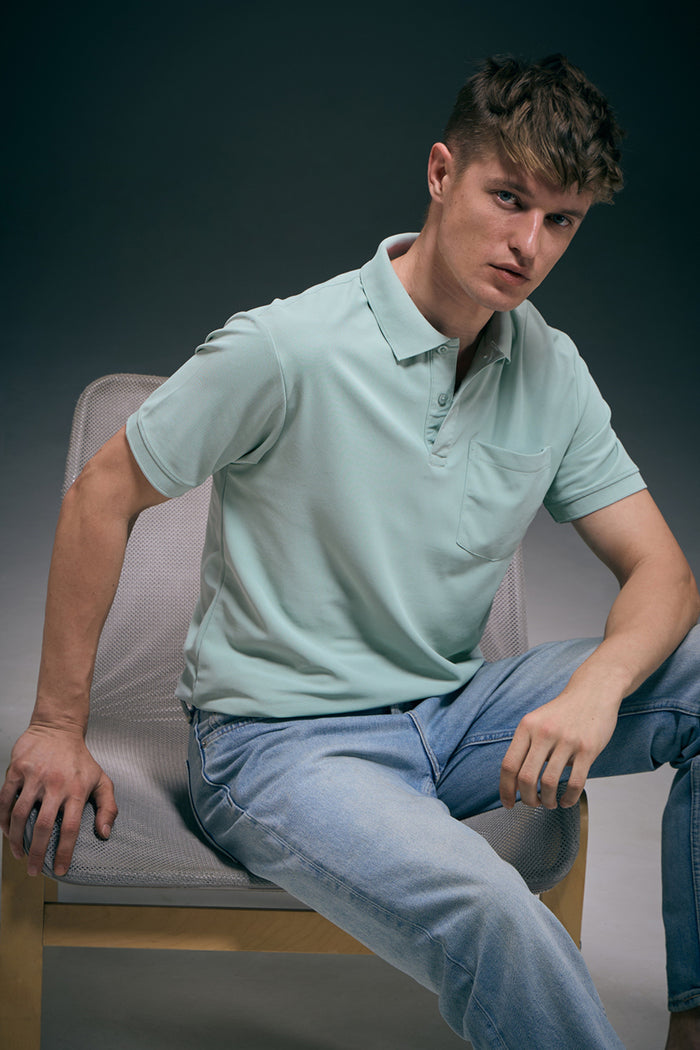 Sky Blue Smart Tech Pocket + Polo T-shirts Maxzone Clothing