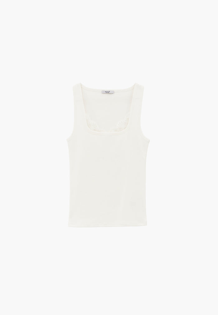 Sleeveless Bodycon Tank Top with Square Neckline - ICE MILK