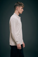 Soft Beige Full Sleeve Smart Tech Polo Full Sleeve T-Shirt Maxzone Clothing
