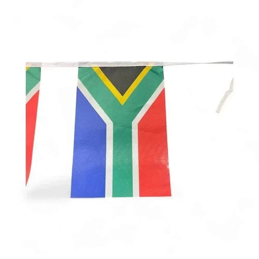 South African flag bunting with 20 weather-resistant flags on a 5m ribbon for celebrations and events