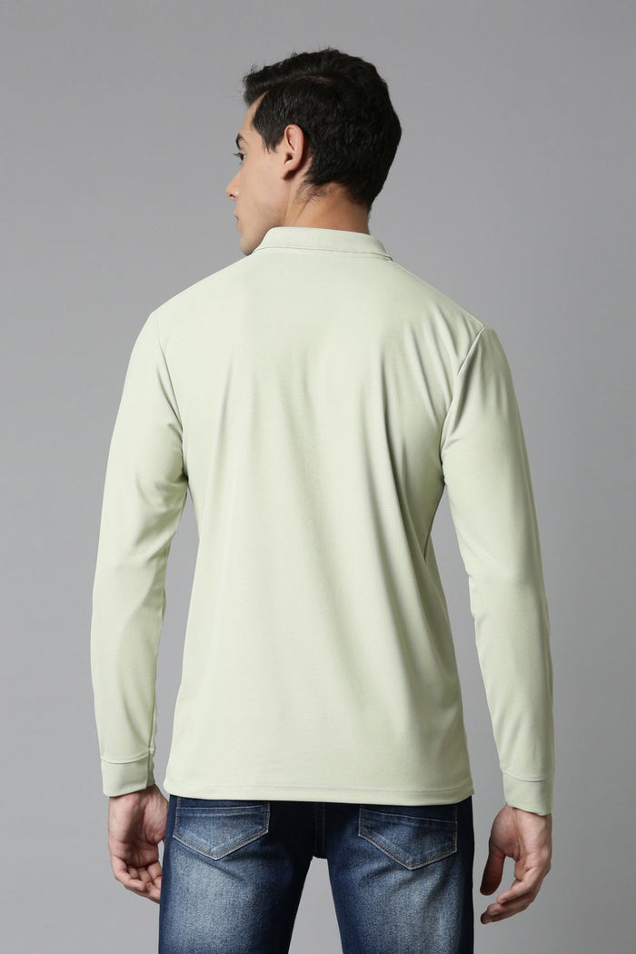 Spring Green Full Sleeve Smart Tech Polo Full Sleeve T-Shirt Maxzone Clothing