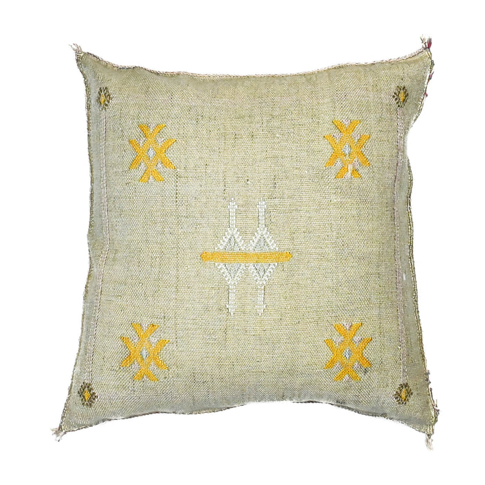 Moroccan embroidered cactus silk sabra pillow gray