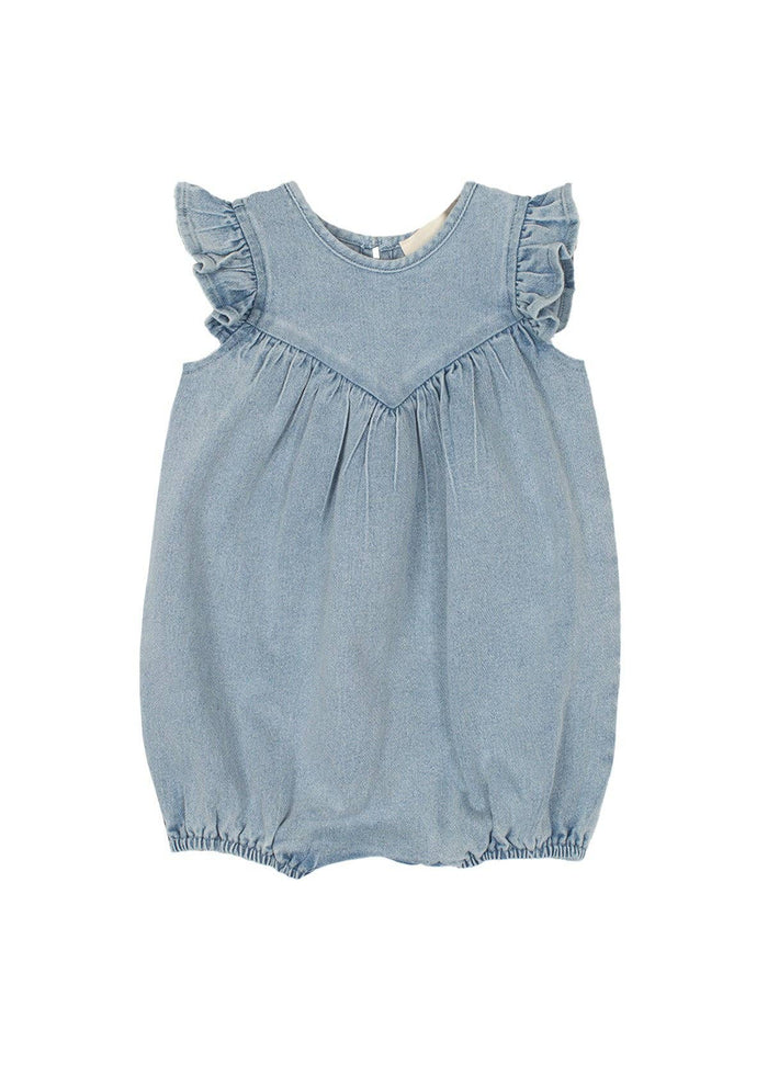 Sunset Fields Blue Romper: 6M