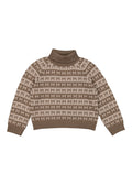 brown knitted sweater with M pattern and high neck