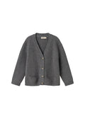 Dark grey knitted cardigan for children with buttons and pockets