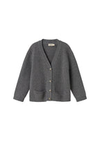 Dark grey knitted cardigan for children with buttons and pockets