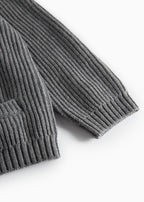 Dark grey knitted cardigan for children with buttons and pockets