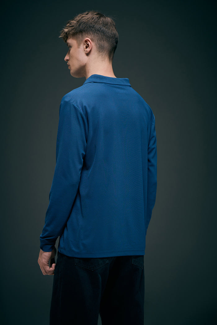 Teal Navy Full Sleeve Smart Tech Polo Full Sleeve T-Shirt Maxzone Clothing