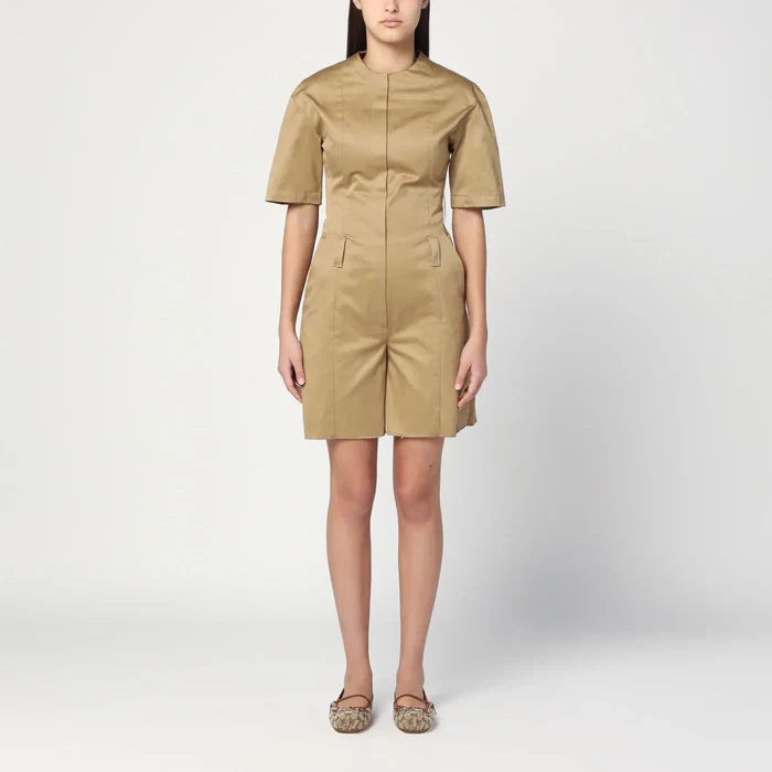 TheLatest - Camel-coloured short jumpsuit in cotton Brand Jumpsuits & Rompers 40  IT