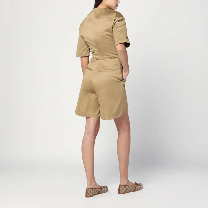 TheLatest - Camel-coloured short jumpsuit in cotton Brand Jumpsuits & Rompers 40  IT