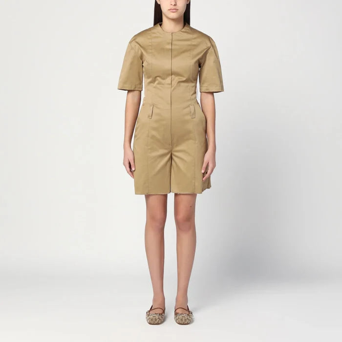 TheLatest - Camel-coloured short jumpsuit in cotton