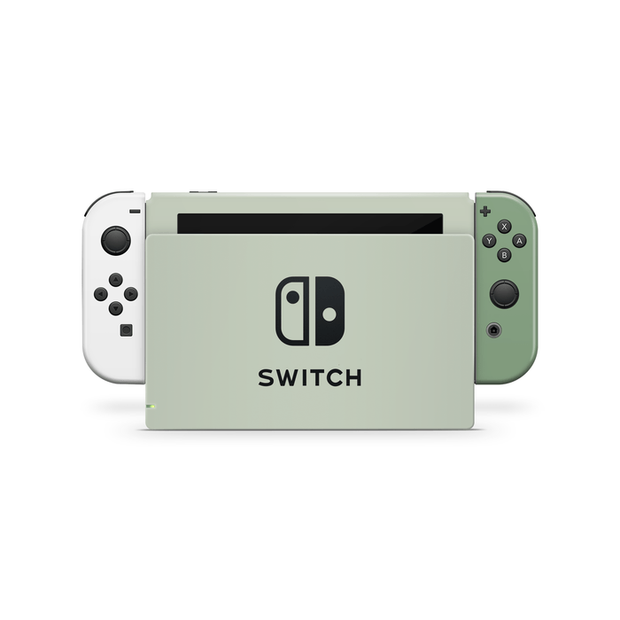 Close-up of timberland green gradient design on Switch skin showing light to dark green
