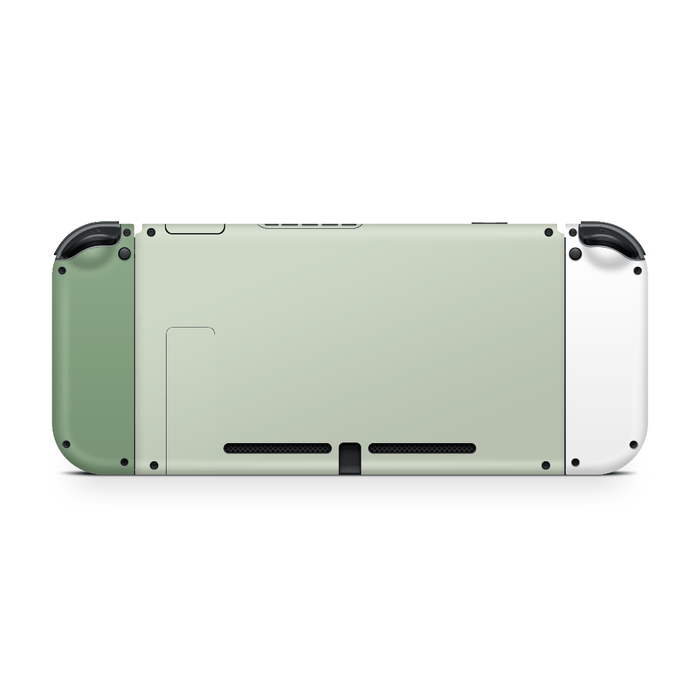 Nintendo Switch with timberland green skin applied showing full coverage